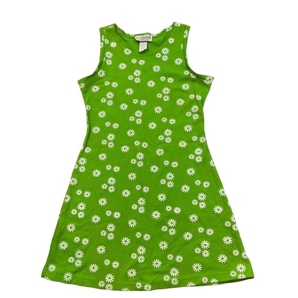 Vintage 1986‎ Younique Clothing Brand Green Dress with White Flowers Size Medium